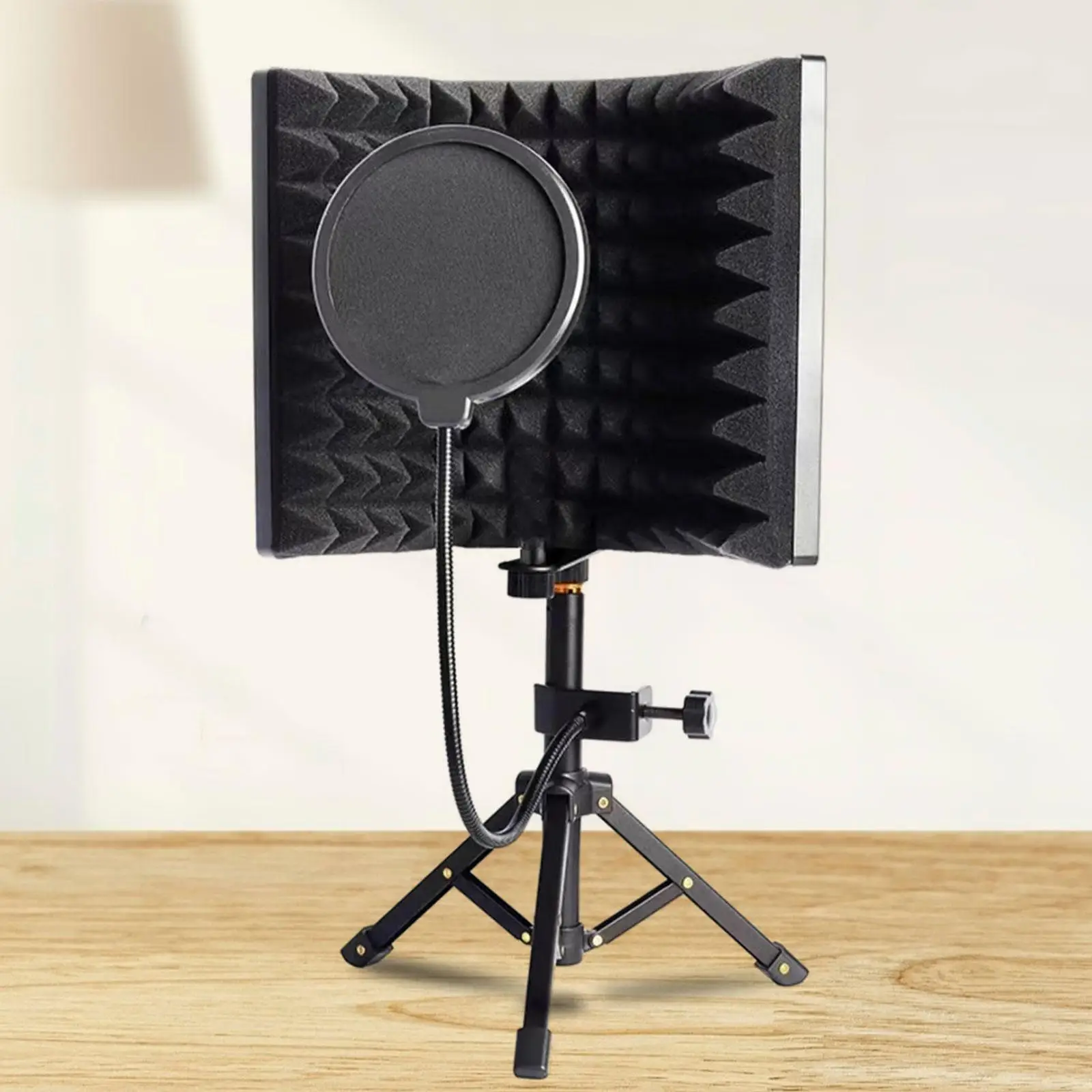 Professional Mic Isolation Shield Foldable Sound Absorbent Foam Panel with Tripod for Studio Recording view 5