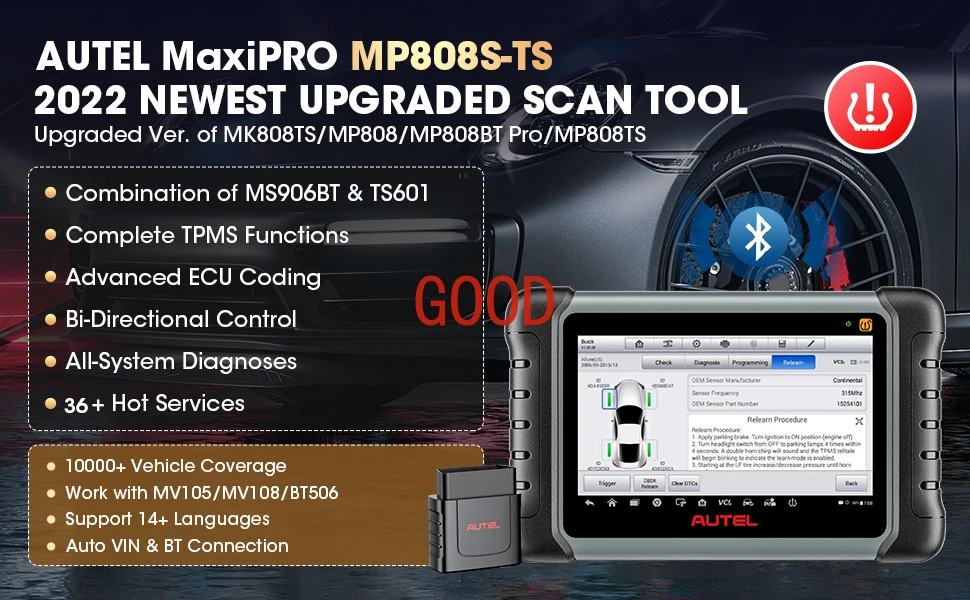 Strumento diagnostico TPMS MaxiPRO MP808TS Daotong Overseas Global Edition inglese