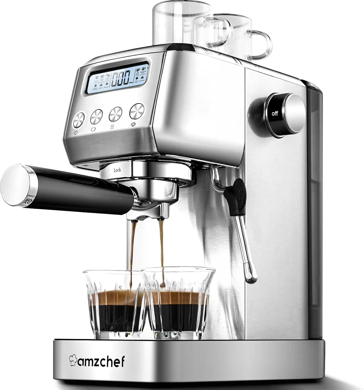 20Bar Espresso Machine with LCD Display, Stainless Steel Coffee Maker for Home Use, Ideal Gift