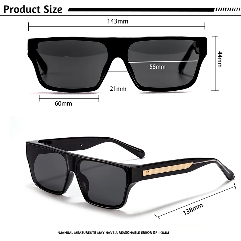 CATERSIDE Kacamata Hitam Pria Persegi Kacamata Hitam Dekorasi Kuil Emas Mewah Kacamata Perjalanan Luar Ruangan Wanita Modis UV400