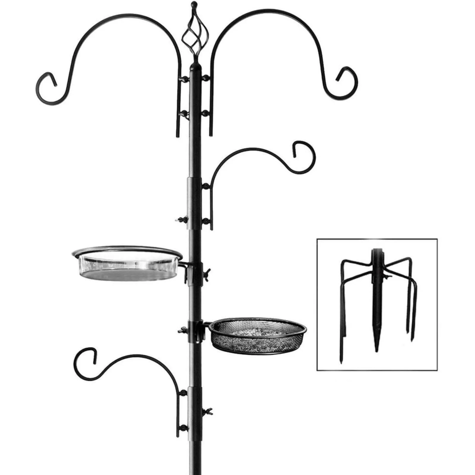 

US bird feeding station metal deck pole wild bird feeder bracket pile fork-