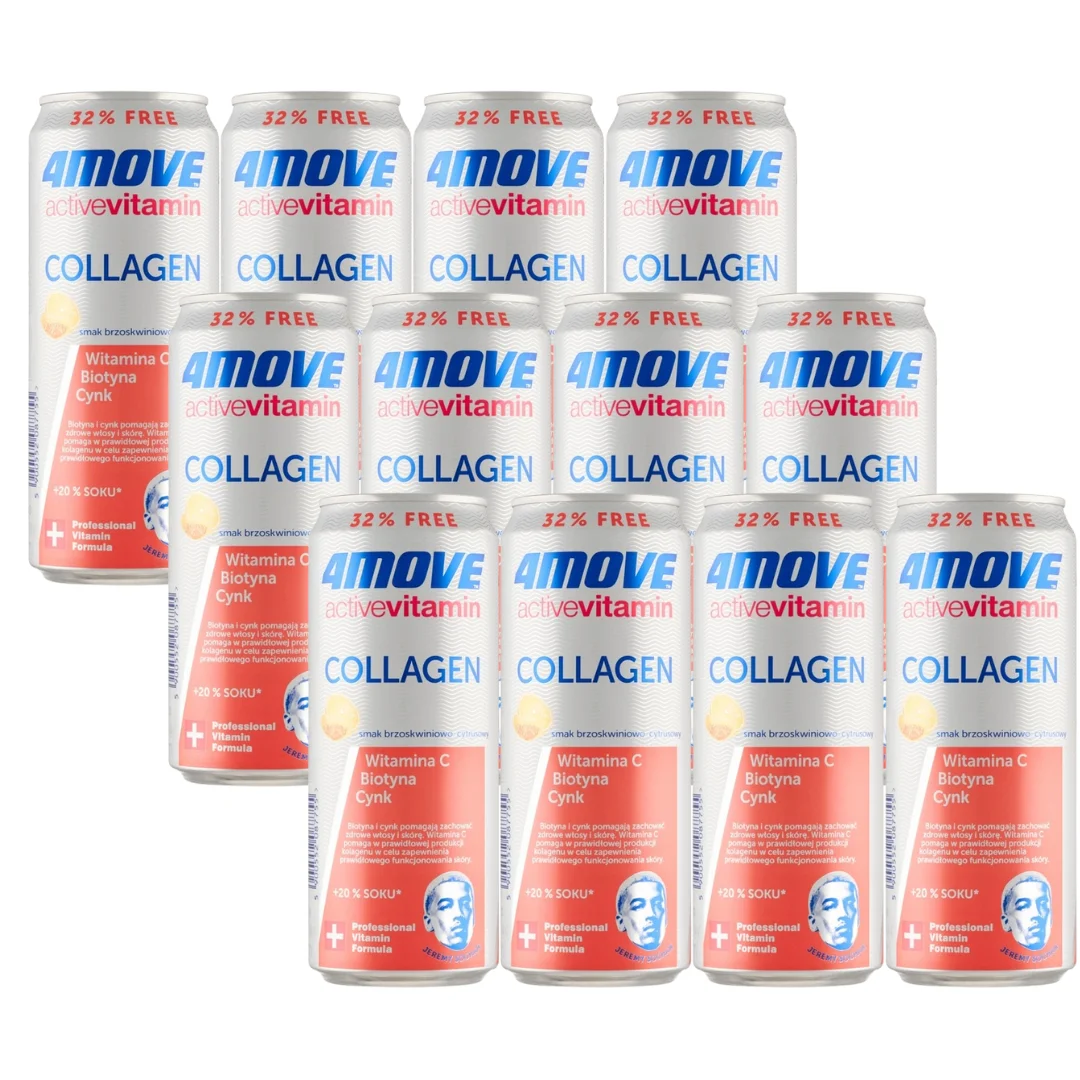 4MoveActive Vitamin Gazowany napój smak brzoskwiniowo-cytrusowy 330 ml x 12 sztuk