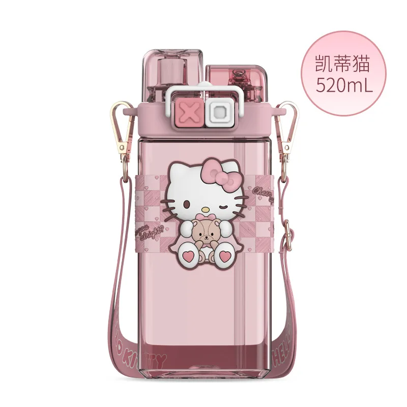 

Hello Kitty My Melody Anime Kawaii Sanrio Water Cup Cute Cinnamoroll Double Drink Plastic Cup Heat Resistant Bottle Girls Gifts