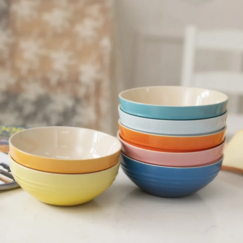 

Le Creuset Large Soup Bowl Deep Noodle Bowl Pure Color 20cm Cerc round ape Chinese Sle Home Use Dining Utensils