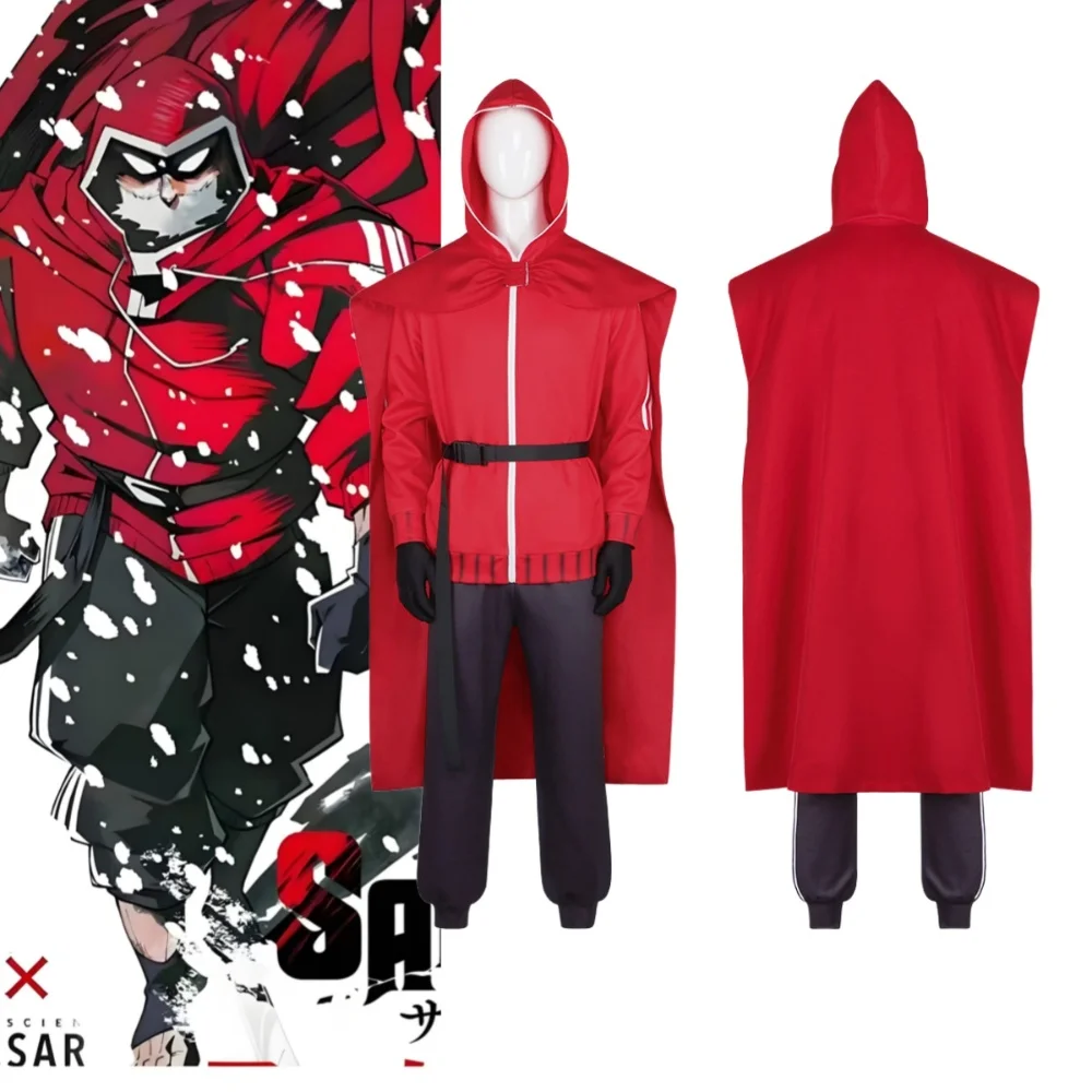 

Anime Sanda Cosplay Transform into Santa Claus Fantasia Costume Adult Red Uniform Set With Cloak Halloween Performance Costume