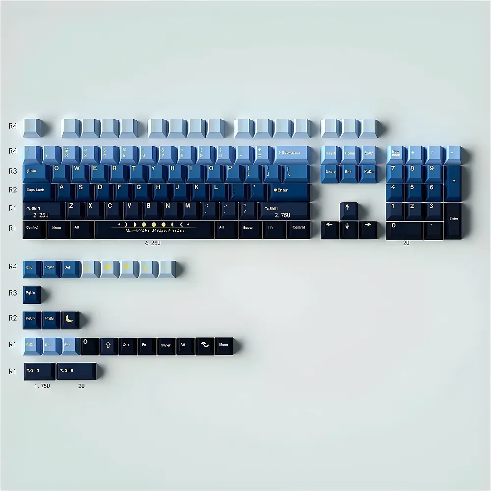 Moonrise gradual change blue full set of mechanical keyboard keycap 152 keys PBT hot sublimation custom cherry original height