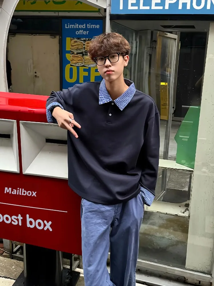 

Мужская свободная толстовка-худи (базовый слой) для активного отдыха, цвет королевский синий, весна-осень, в американском студенческом стиле