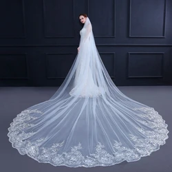 Wholesale White Ivory Cathedral Wedding Veils Lace Appliques 3*3M Long Bride bridal veil