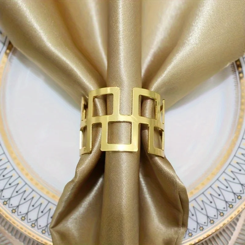 1pc Great Wall Paperback Golden High-end Napkin Ring Seat Golden Circle Dining Table Bench Hotel Cloth Decoration Napkin Ring