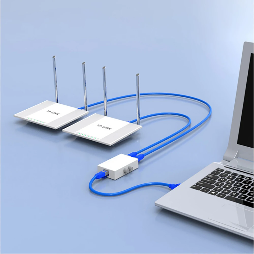 Network Switcher Switch Ethernet RJ45 Bidirectional Port Switch Adapter Cable Splitter Connector for Laptop PC Network Sharer