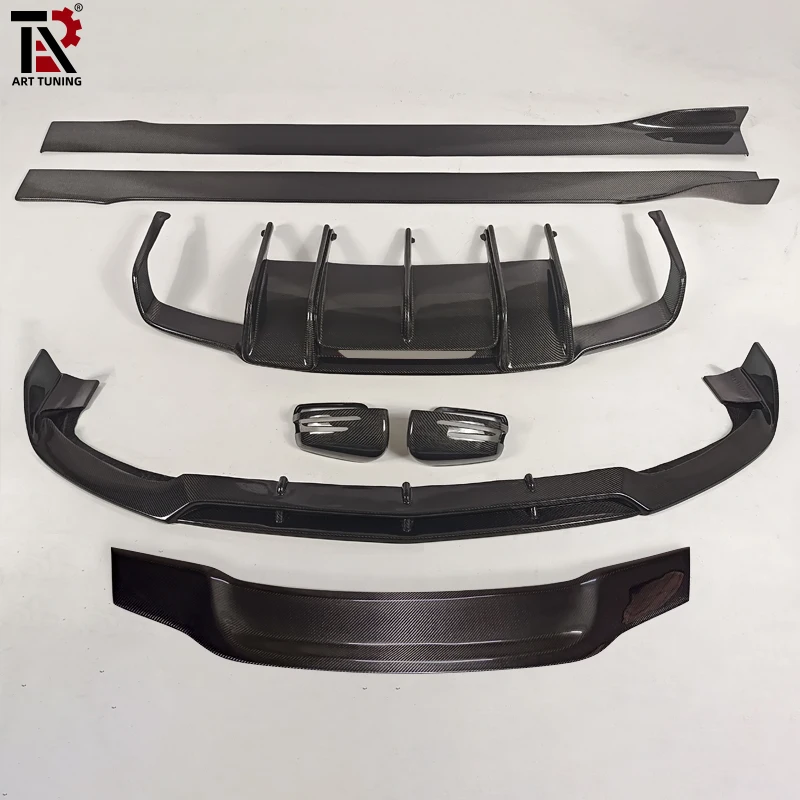 

For Mercedes CLS63 AMG W218 LCI Full Carbon Fiber Body Kit Front Lip Rear Lip Side Skirts Spoiler Mirror Caps Tail Wing2014-2017