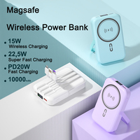 10000mAh Wireless Magnetic Power Bank Portable Charger Built in 3 Cable 22.5W Super Fast Charging Powerbank for iPhone 14 Xiaomi