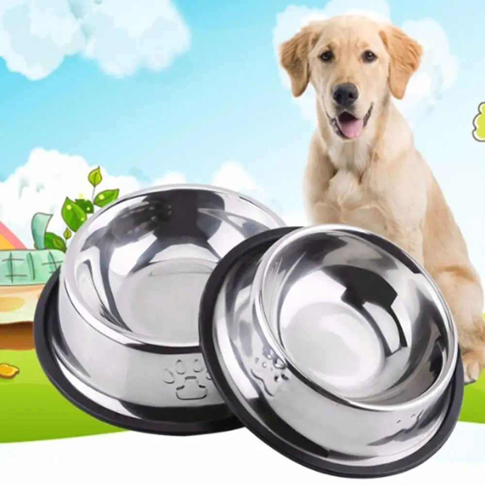 Anti Slip Dog Bowl Stainless Steel Food Holder Simple Fall Prevention Pets Accessories Puppy Water Dish Cat Feeding Tool