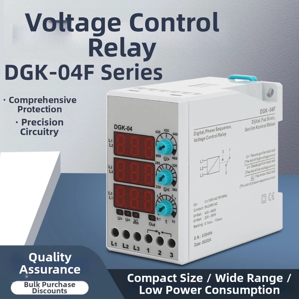 For Electrical Equipment 380V Voltage Relay 3-Phase Fault Protection Relay 3-Digit LED Display Low Voltage Setpoint 230V-360V