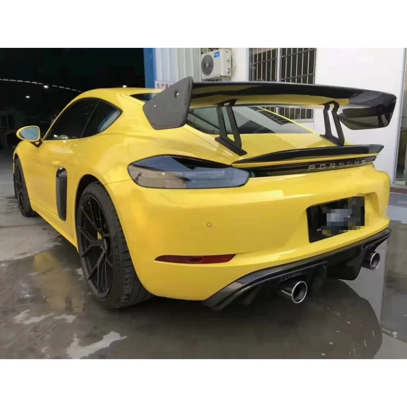

2016+ New Design GT-4 Style Real Carbon Fiber Car Rear Tail Spoiler For Boxster 718 Universal Rear Trunk Spoiler Wing