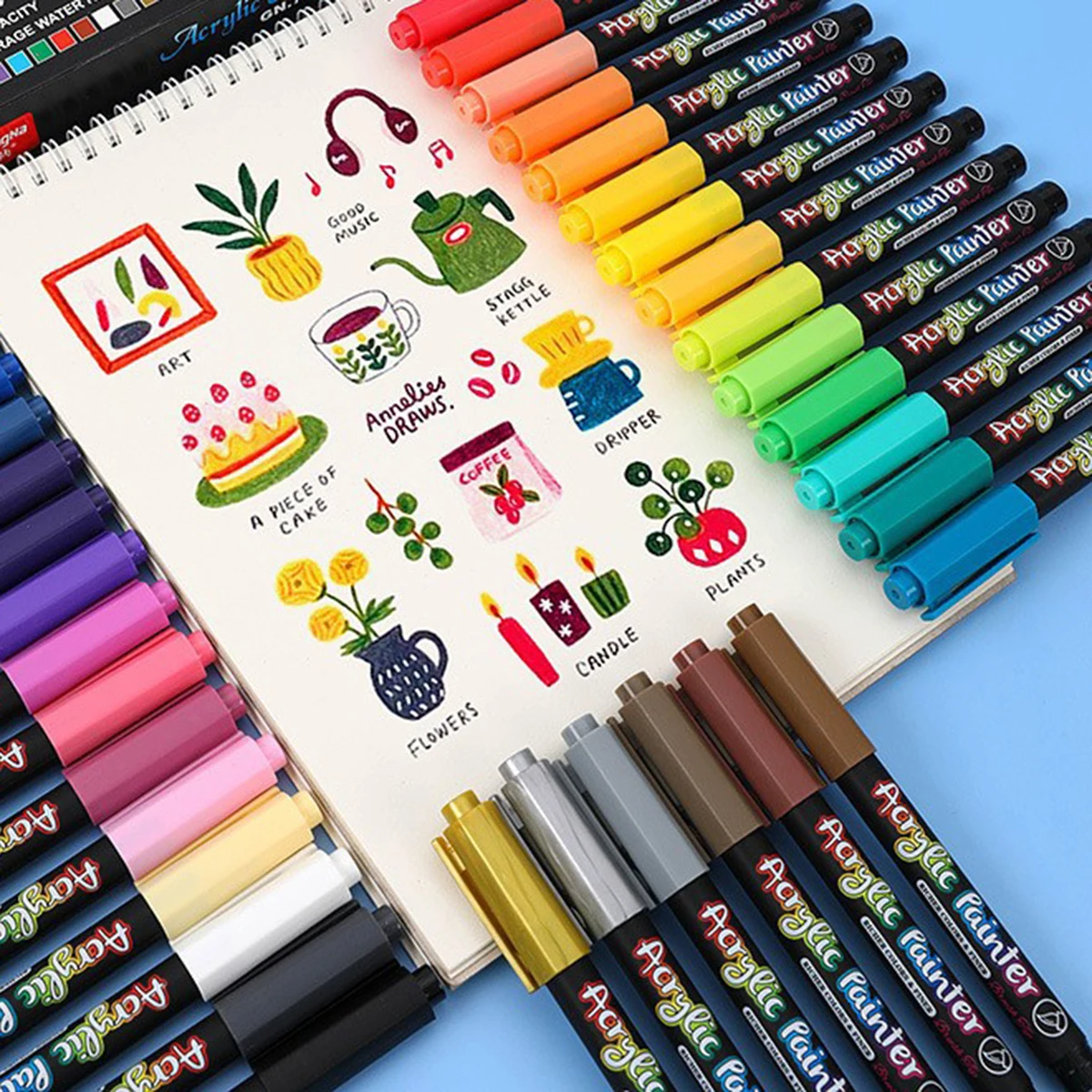 

12/36/60 Colors Acrylic Paint Pens Markers, for Wood, Canvas, Glass, Ceramic Surfaces,DIY Paint Markers for Kids and Adults