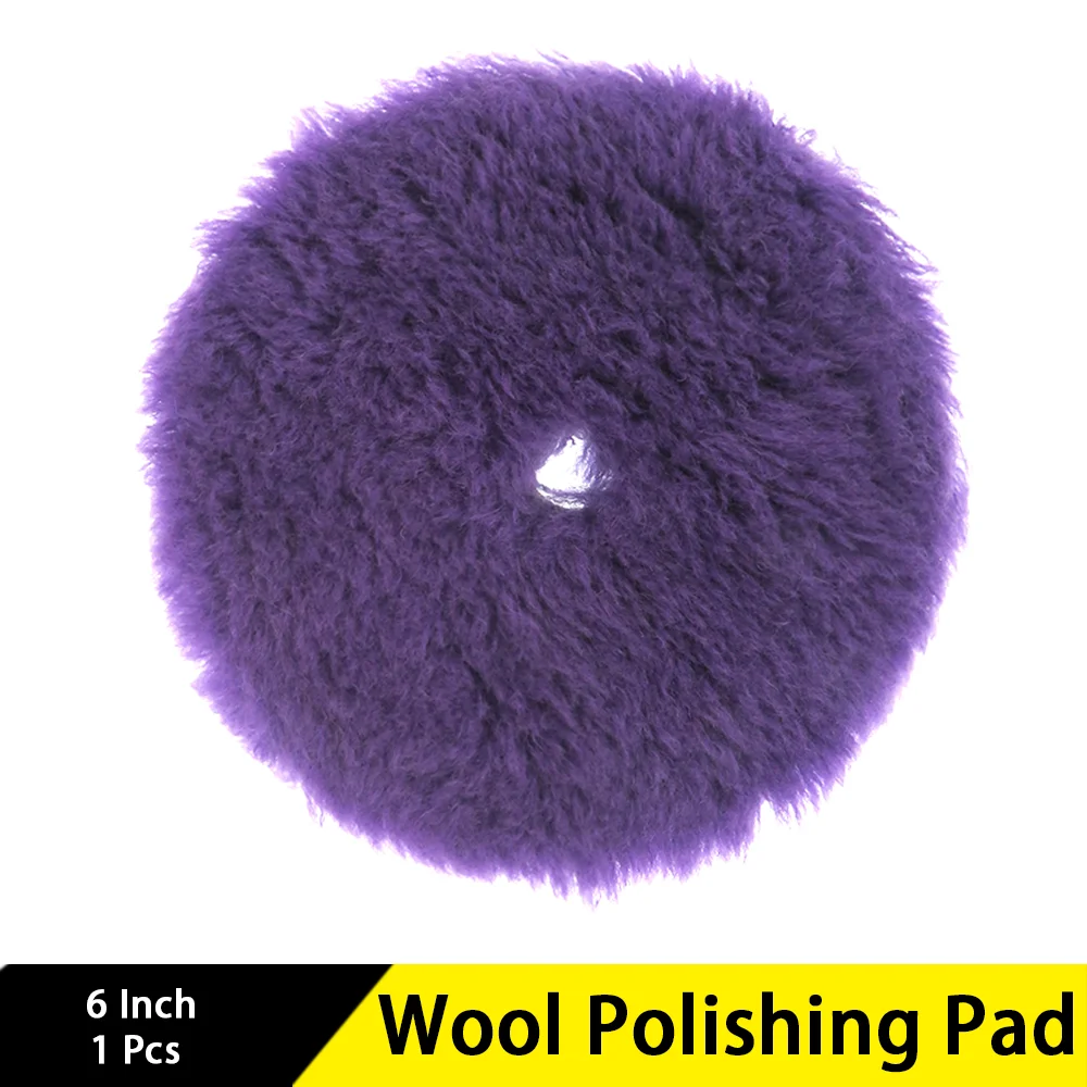 6 Inch Wool Polishing Pad 1 Pcs 150 mm Hook and Loop Premium Wool Cutting Pad for Car Polisher Car Polishing and Buffing ﻿