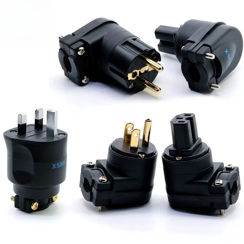 15A Right Angle Electrical Connectors Audio HIFI Video Pure Copper Plated Rhodium Gold US EU UK AU AC Power Plug 250V