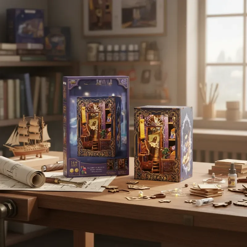 

Светящаяся подставка для книг Soul Inn, деревянная модель, 3D настольный набор, архитектура, MOC, строительные блоки, подарки на день рождения, Хэллоуин, Рождество