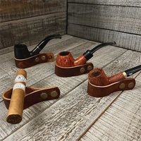 Adjustable Leather Smoking Pipe Holder Outdoor Travel Camping Portable Retro Tobacco Pipe Cigarette Cigar Rack Wholesale Retail