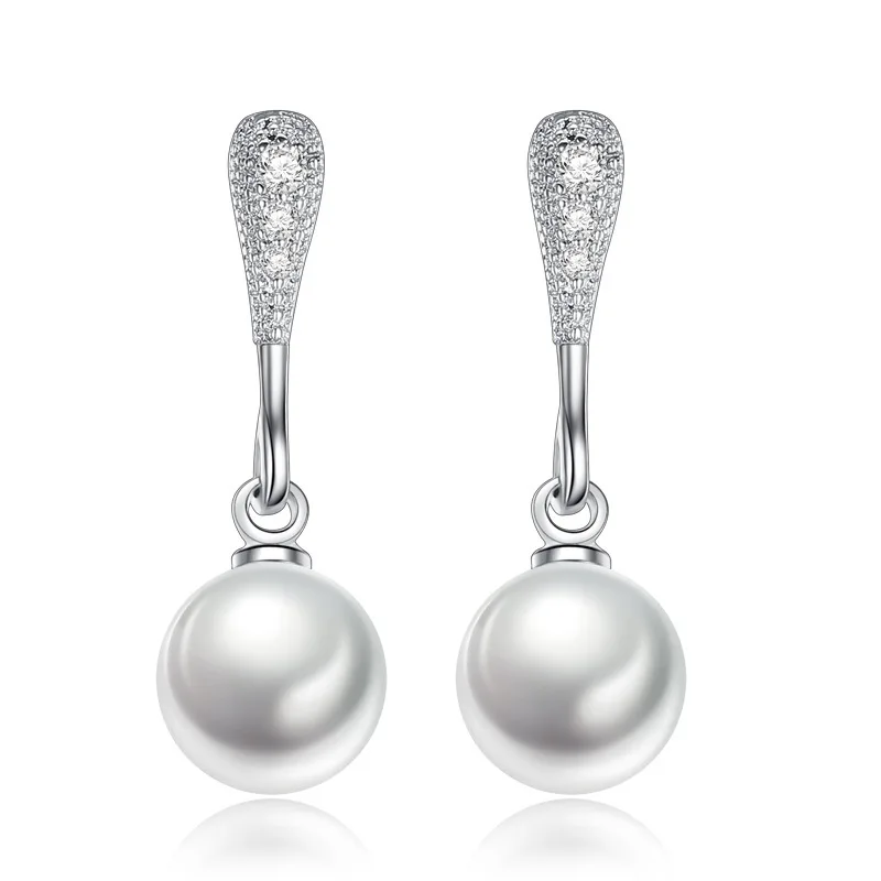 S925 Stamp silver new Zircon Earrings High Quality Retro Simple Cubic Zirconia Hot Sale Pearl Silver Jewelry