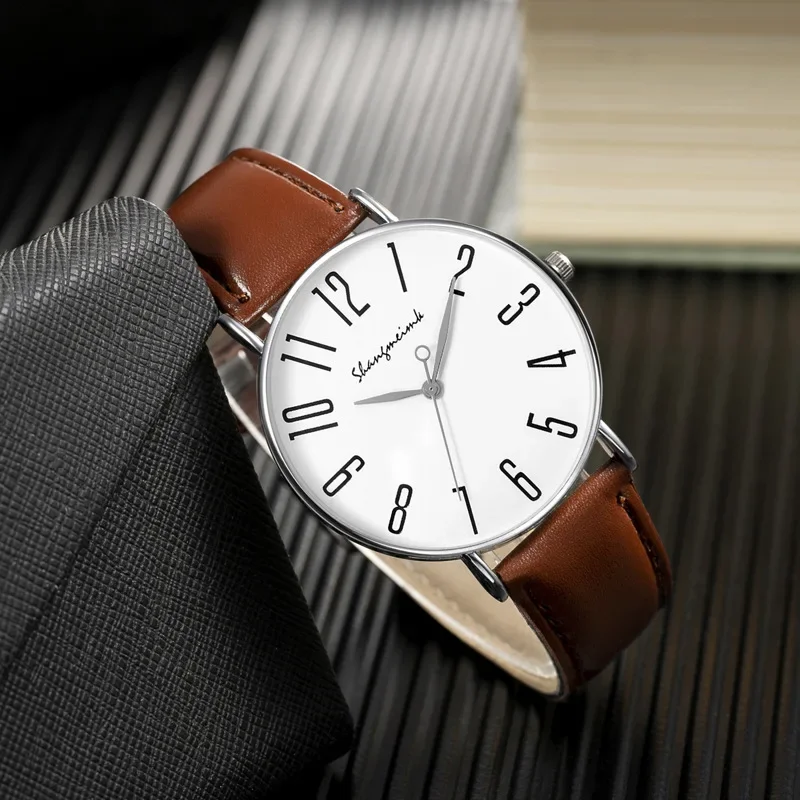 2023 Men's Belt Watch Business Minimalist Digital QuartzWatch Ultra-thin Men's Watch Is A Casual Watch Relogio Masculino