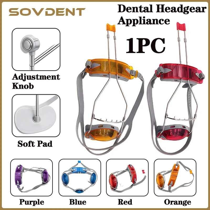 1Pcs Adjustable Double Rod Orthodontic Protraction Face Mask with Chin Cup - Dental Clinic Use Orthodontic Headgear System
