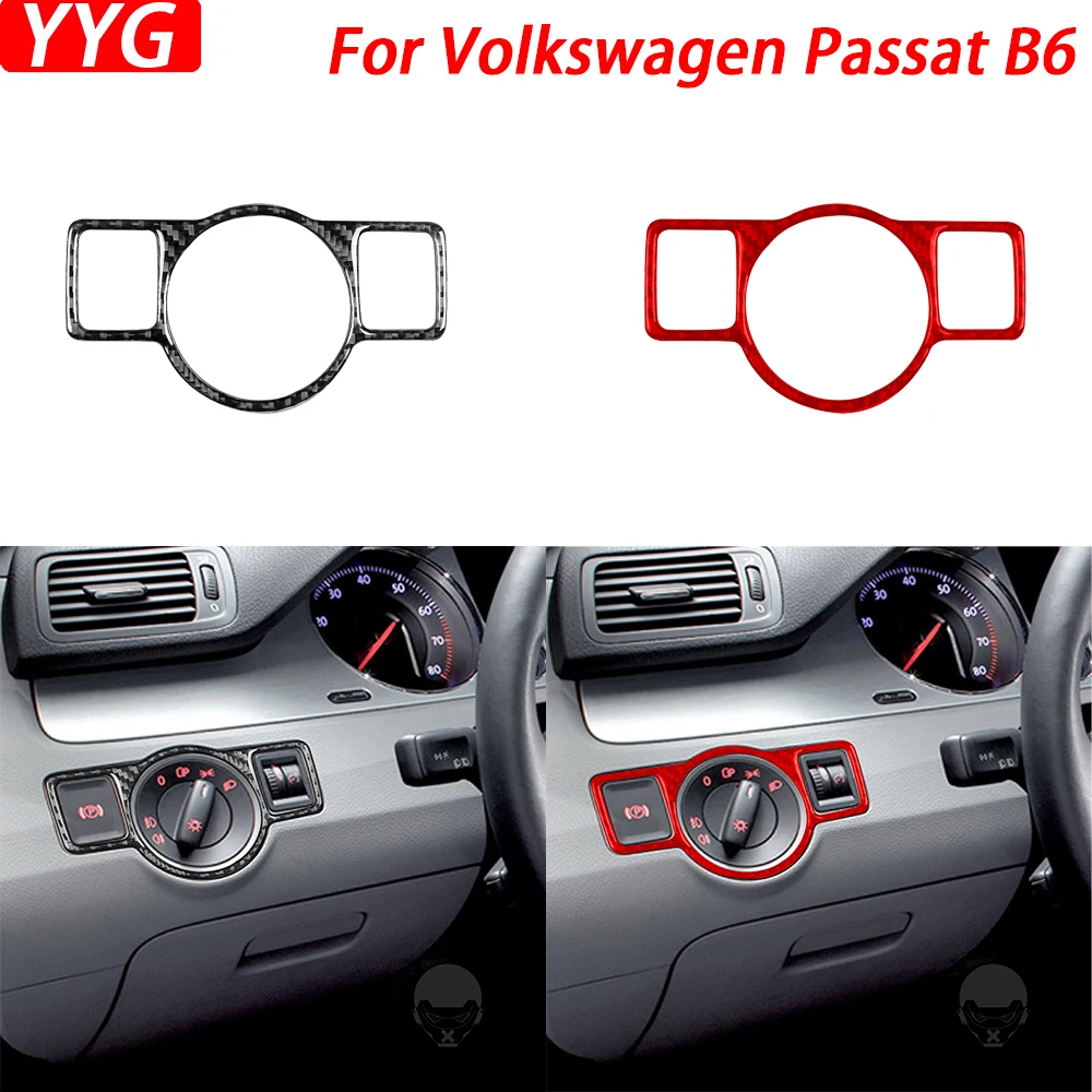 Für Volkswagen VW Passat B6 2006-2011 Auto Zubehör Carbon Fiber Scheinwerfer Schalter Panel Abdeckung Innen Aufkleber Änderung
