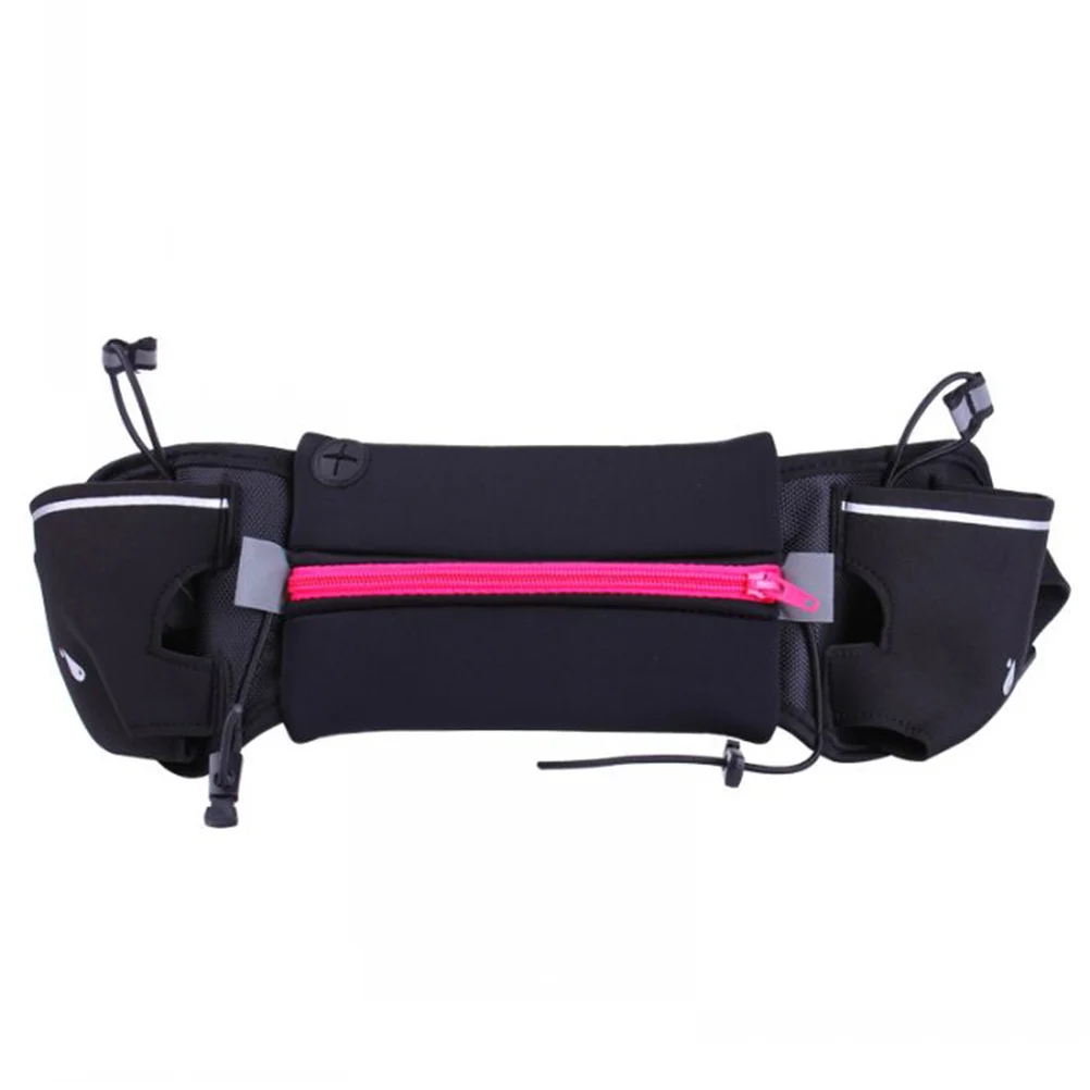 Waterproof Phone Pouch Running Belt 4-6inch Phone Holder Adjustable Fit 3 Pockets for Cards Keys Money Rose Red