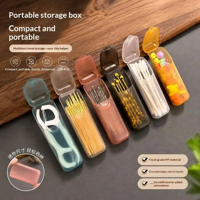 Portable Mini Storage Box Multifunctional Dustproof Small Container For Home Travel Toothpick Tiny Parts Organizer