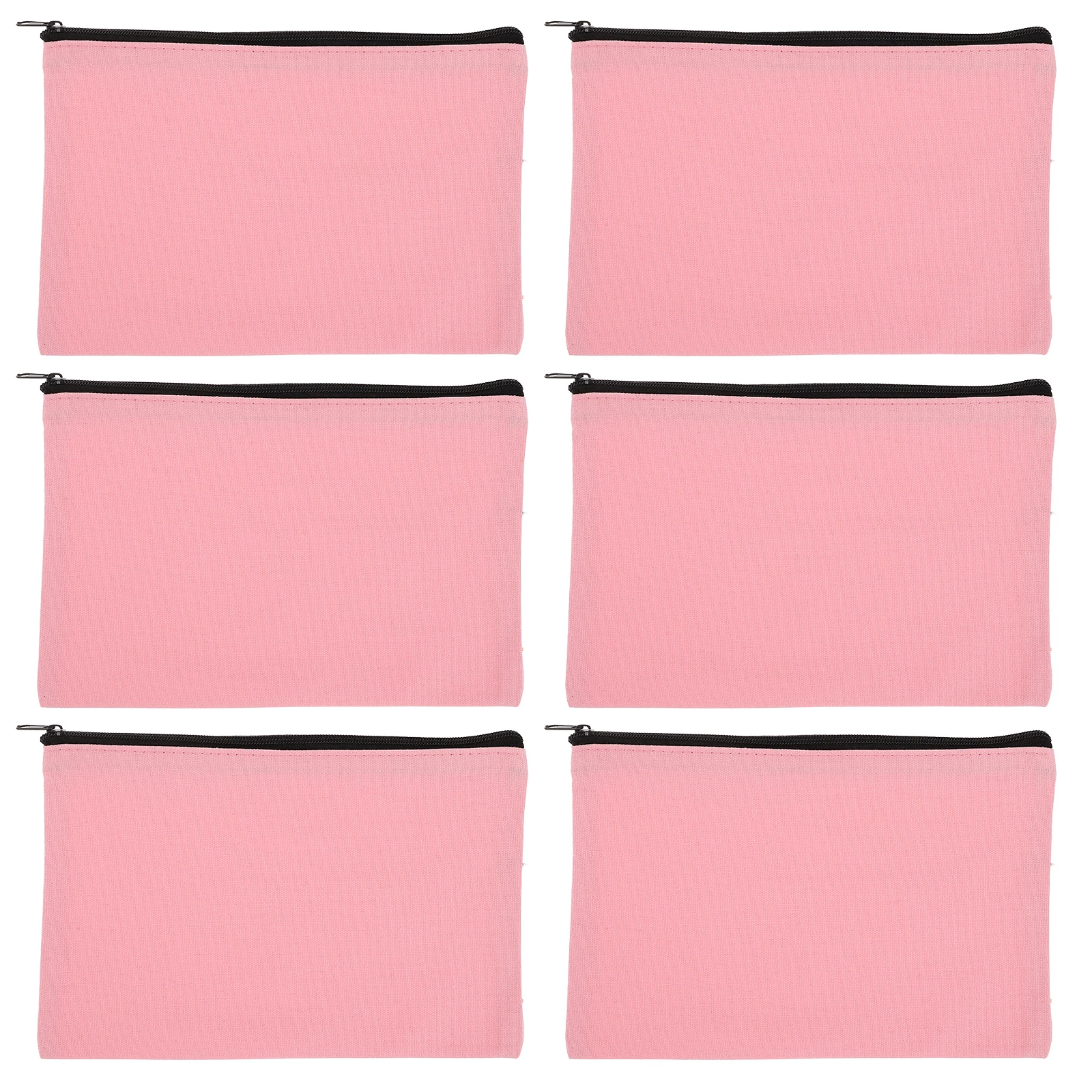6 個ピンクキャンバス化粧バッグセットジッパーポーチ化粧品整理用文具工芸品旅行収納トートペンケース