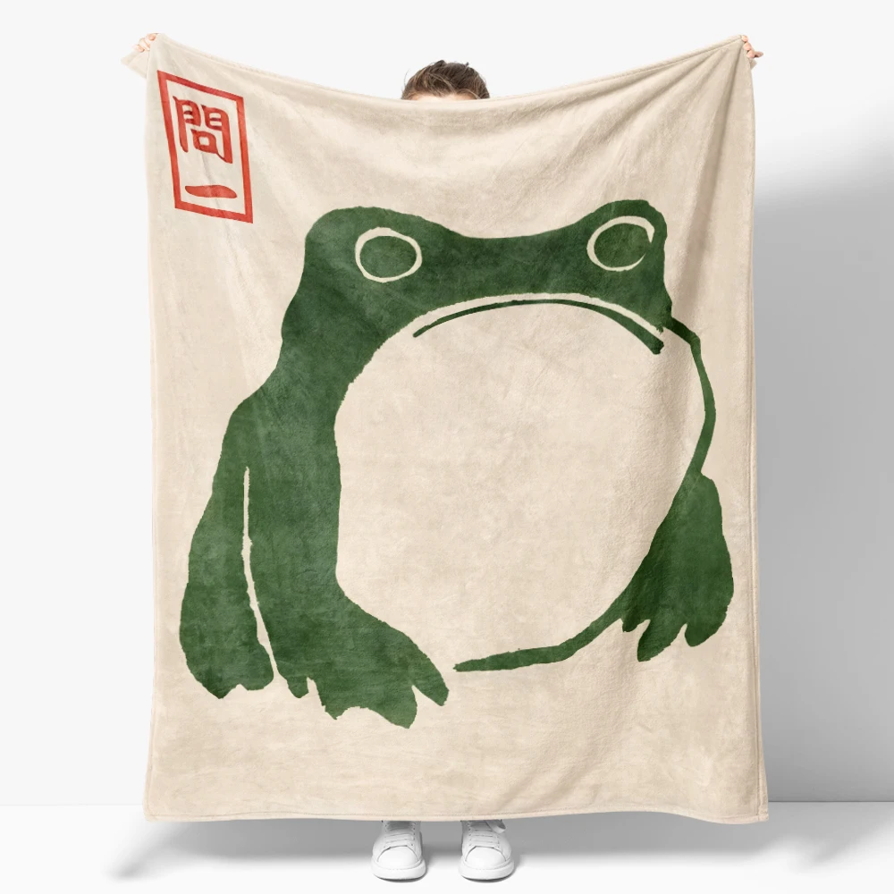 Japanese Matsumoto Hoji Ukiyo-e Frog Flannel Blanket Warm Soft comforter Vintage Frog Throw Blankets Bedroom Room Decor
