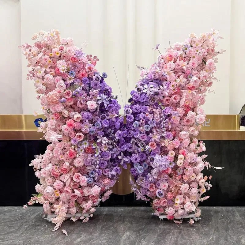 Wholesale Giant butterfly-shaped rayon flower wall background wall, a variety of colors, suitable for wedding event stage