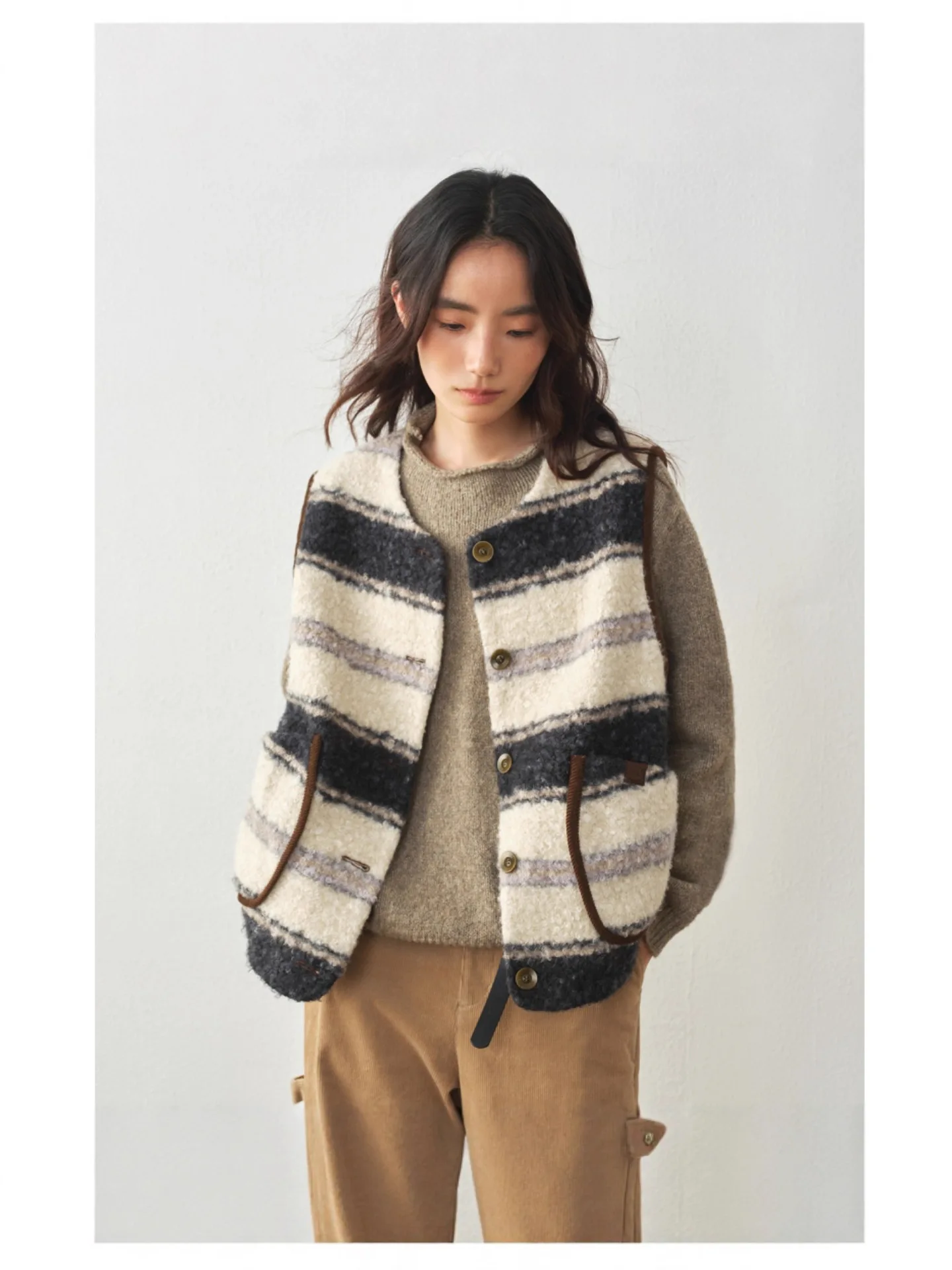 

Жилеты Жилеты Толстые женские вышитые весенние шерстяные ребристые тай-дай Простые кружева с квадратным вырезом Текстурированные минималистичные корейские Y2K