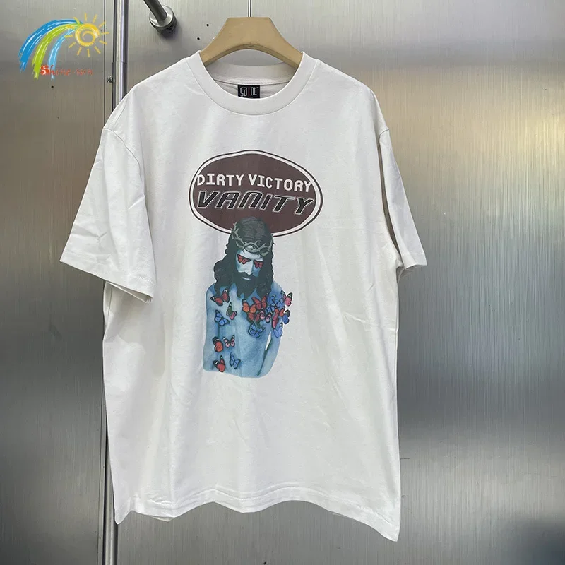 

25SS High Street Graphics Print Цементная белая футболка Saint Мужчины Женщины Лучшее качество Хлопковая футболка большого размера Повседневная модная футболка