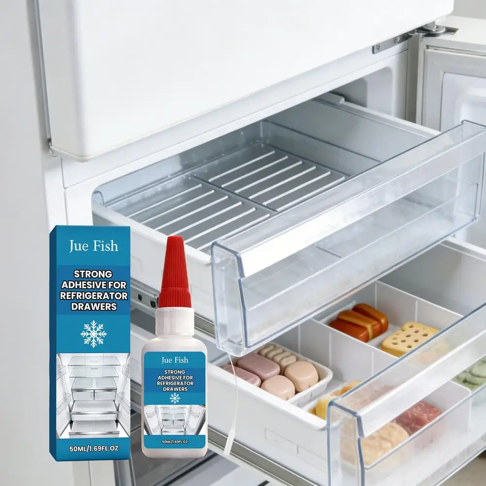 Refrigerator Drawer Repair Adhesive, 50ml – Quick-drying, transparent, high-strength adhesive that withstands low temperatures.