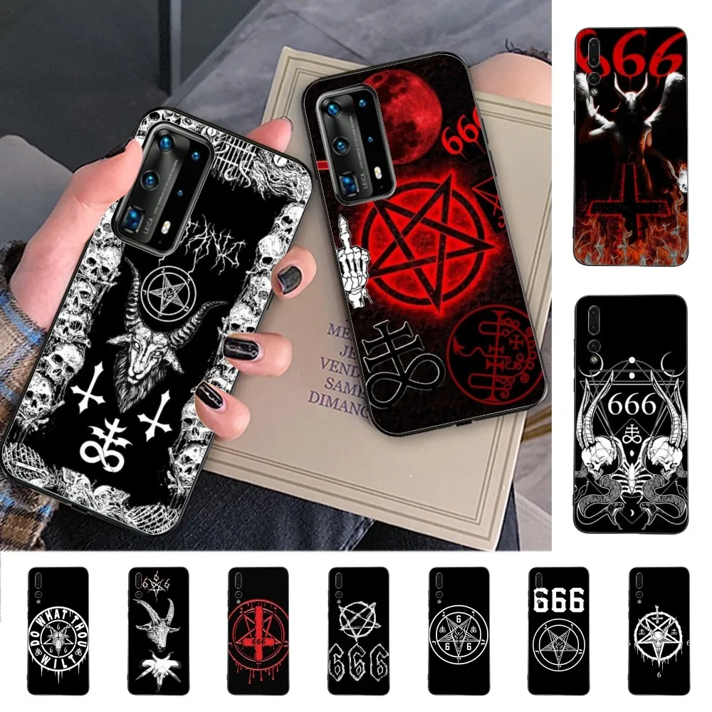 

Pentagram 666 Phone Case For Huawei P 8 9 10 20 30 40 50 Pro Lite Psmart Honor 10 Lite 70 Mate 20lite