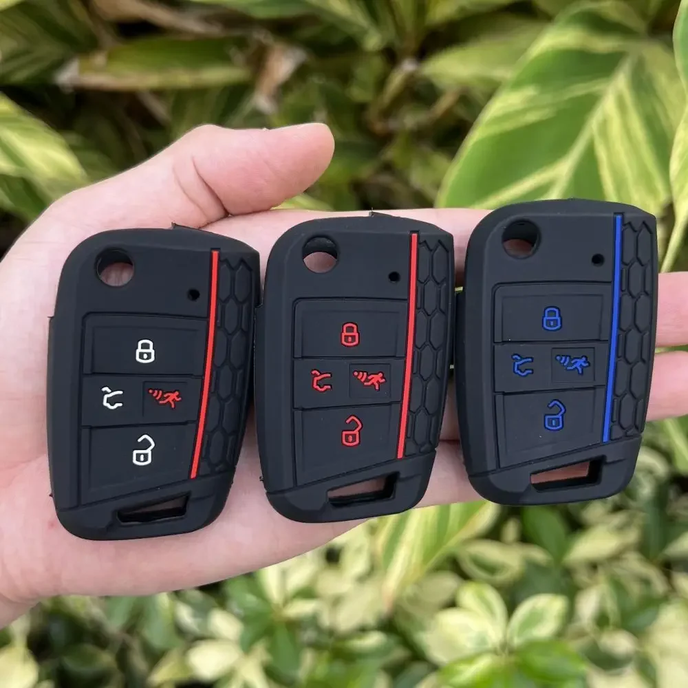 Silicone Key Cover Case For Vw Volkswagen Tiguan T-6.1 Golf Mk7 GTI Rabbit R Passat For Skoda Octavia Car Key Case Cover Holder