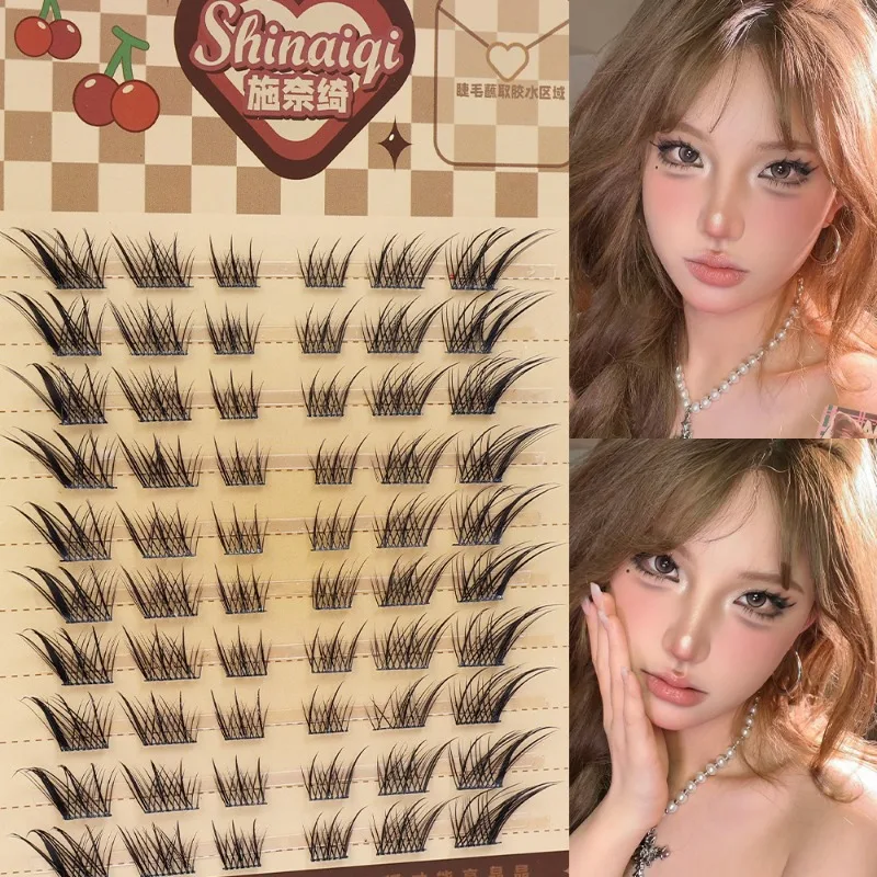 10 Rows 7-14mm Cluster Fox Eye Effect False Eyelashes Fluffy Natural Thick Segmented Bundles DIY Eyelash Extension Makeup Tool