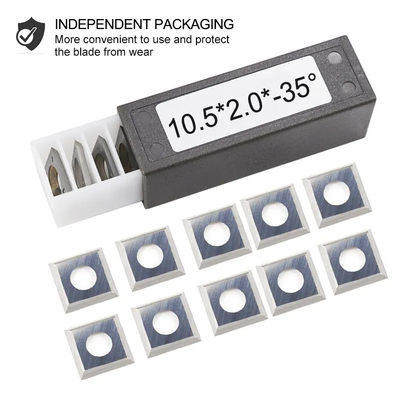 Drehen Werkzeug Hartmetall Einfügen 10 stücke 10,5x10,5x2,0mm 35D Holz Drehmaschine Werkzeug Legen Schneider für Spial/Helical Hobel Klinge Ersatz – Detail 9