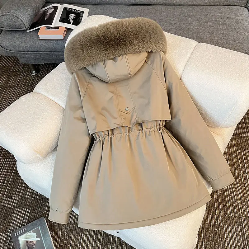 2025 Winter Coat Women Parkas Casual Parka Clothing Long Jacket Hooded Parka Fur Lining Thick Black Khaki Snow Outwear Female