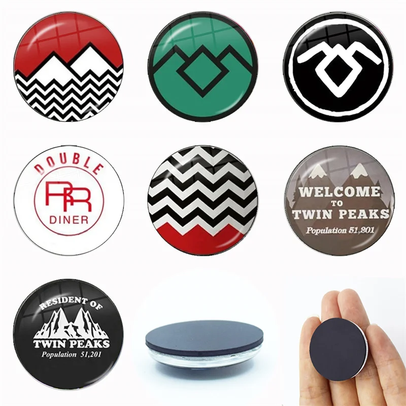 2024 New Arrival Twin peaks Collar David Lynch movie 30MM Glass Refrigerator Magnet Glass Crystal Magnet Home Decoration