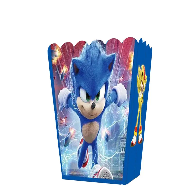 

6pcs 17*15cm Sonic Disposable popcorn box Cute Cartoon Paper Bag Baby Shower Party Favors Decorations