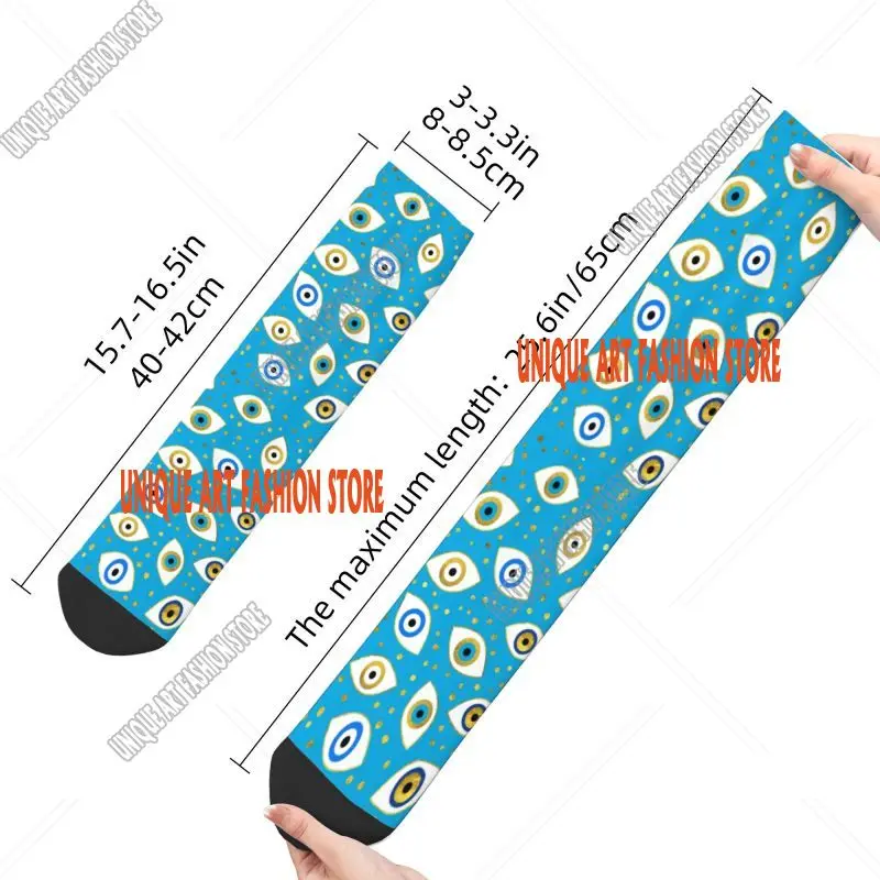 Calcetines turcos con diseño de amuleto de mal de ojo para hombre, calcetines Unisex novedosos a la moda, arte de pestañas, calcetines de vestir para primavera, verano, Otoño e Invierno