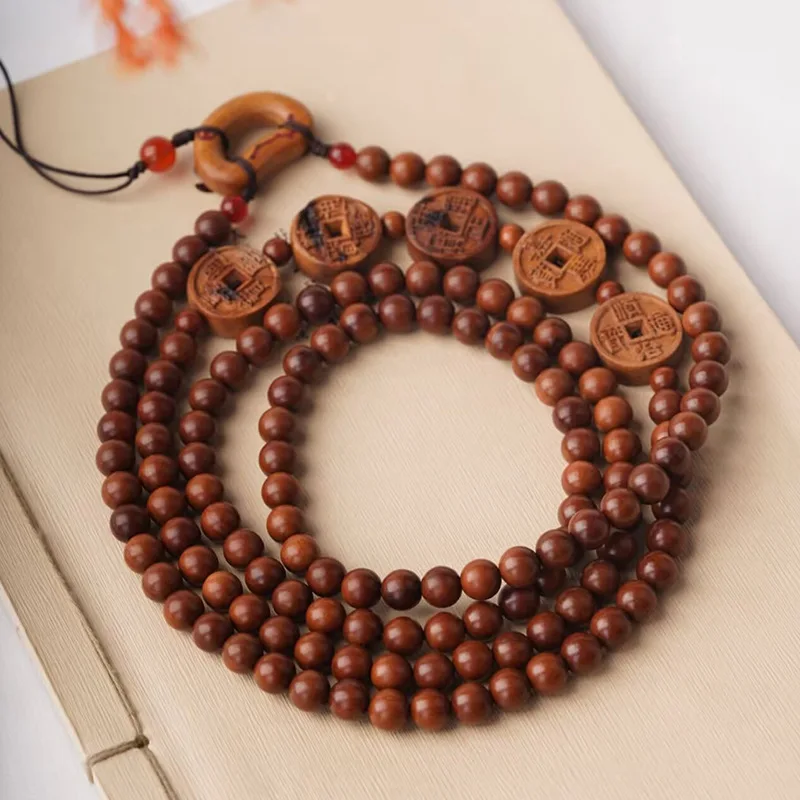 Jujube wood DIY Little Five Emperors style mobile phone bracelet crossbody chain, 8mm size, unisex cultural toy prayer bead pend