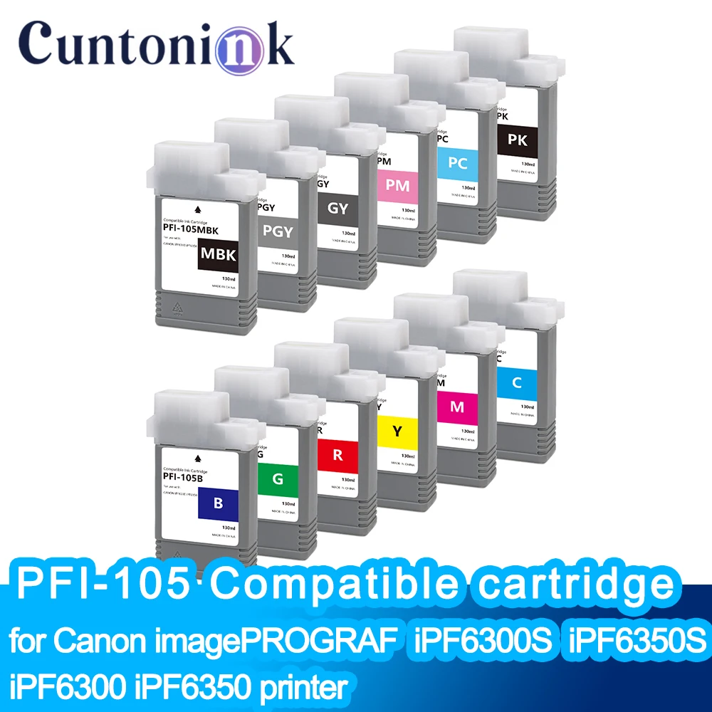 

PFI-105 Compatible ink cartridge 130ml With Pigment ink With chip for Canon imagePROGRAF iPF6300S iPF6350S iPF6300 printer