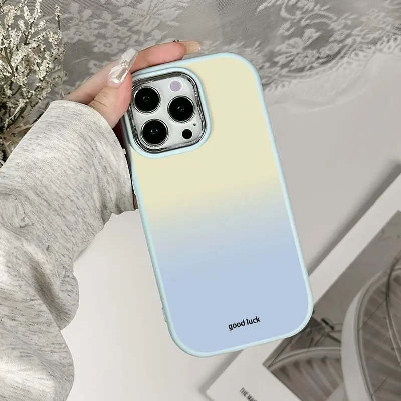 Casing Ponsel untuk iPhone 16 15 14 13 12 11 8 7 6 X XS XR Pro Max Plus Penutup Pelindung Tabrakan Warna Gradien Korea Baru