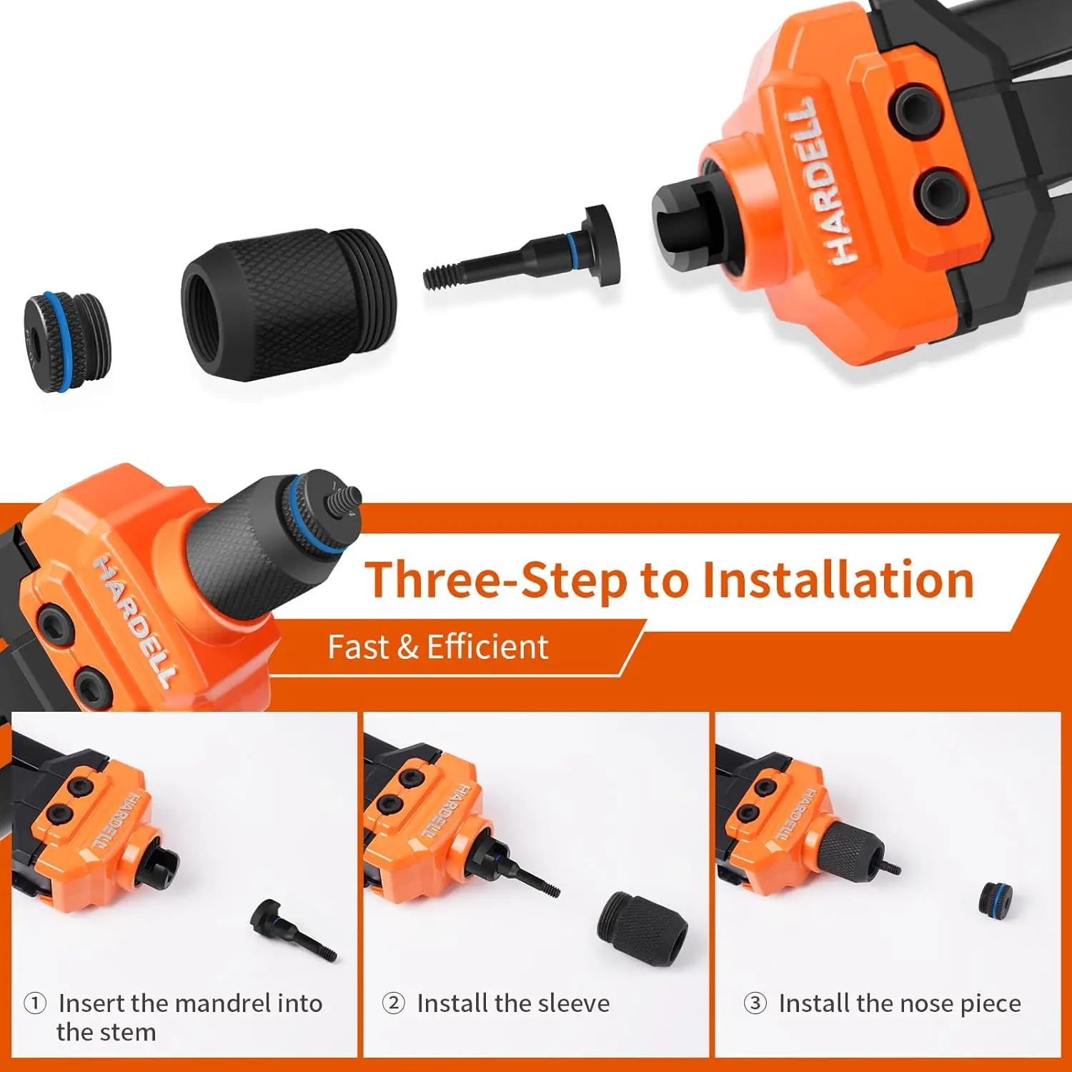 14" Rivet Nut Tool Kit with 100 Nuts, 7 Metric & Inch Mandrels, and Rugged Carrying Case for Metal Work