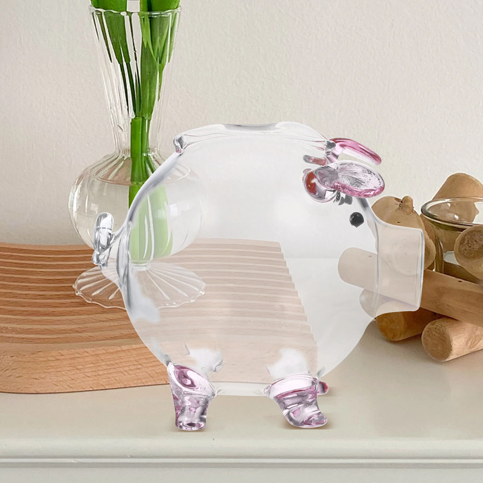 Piggy Bank Decor For Kids Banks Cartoon Girl Decorative Transparent Saving Pot Pig-shaped Child