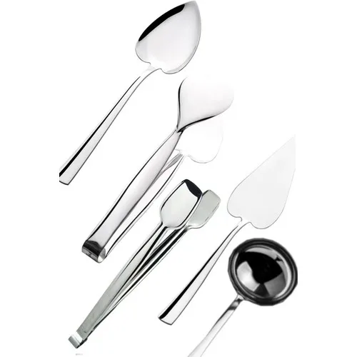 River Stainless Steel 5li Serving Tongs Spatula Spoon Grid Bucket Kit Set